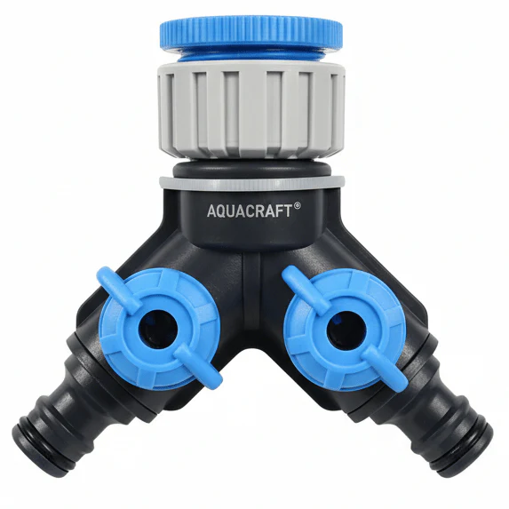 Aquacraft 3/4 Inch Double Tap Connector – Dual Water Flow Control Adapter for Garden & Outdoor Use