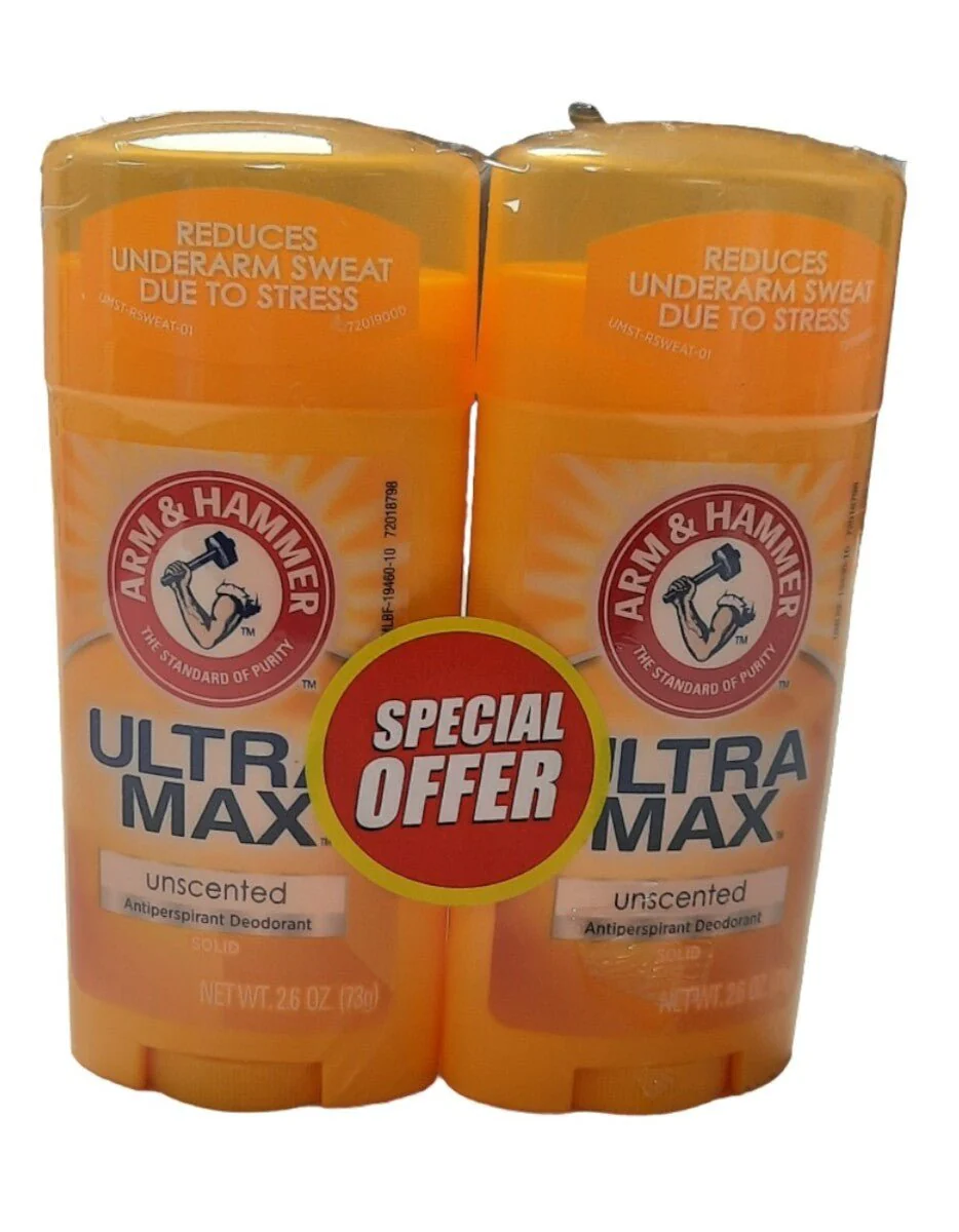 Arm & Hammer Ultra Max Deo Stick Unscented 73Grams (Pack of 2)