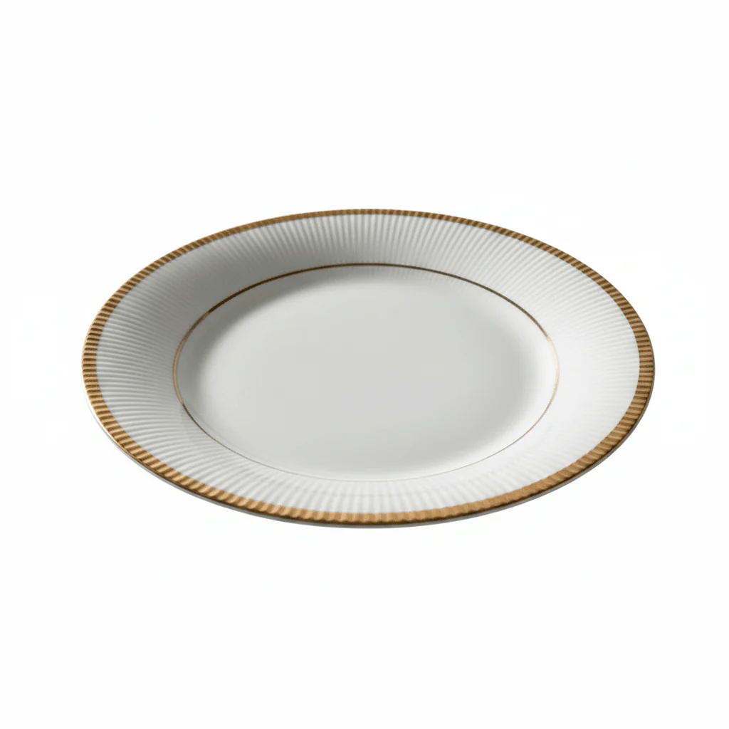 Ascot White Porcelain Meat Plate with Gold Rim — 6.75 Inch | Premium Dining Servingware - Image 3