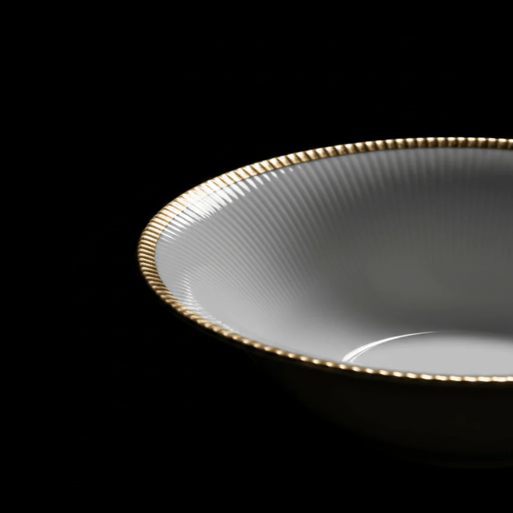 Ascot White Porcelain Soup Bowl with Gold Rim | 5 Inch - Image 3