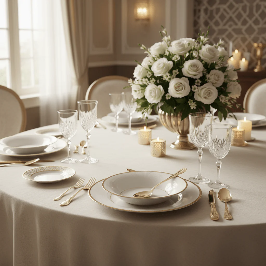 Ascot White Porcelain Soup Plate with Gold Rim — 9 Inch - Image 3