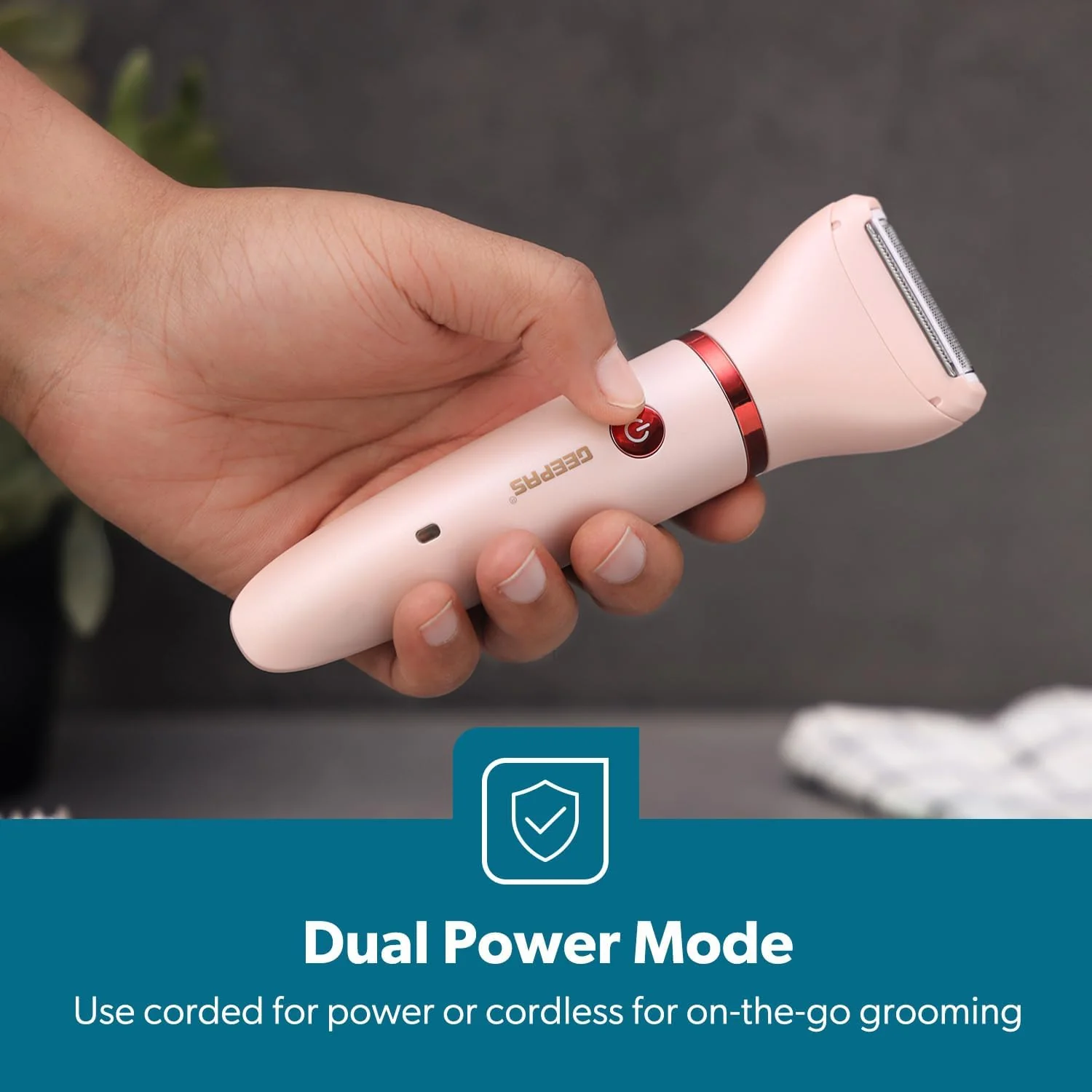 Geepas 3-in-1 Waterproof Lady Shaver Set | Wet & Dry Rechargeable Electric Razor for Women with Facial Hair & Body Trimmer Heads | Cordless Portable LED Indicator | USB Charging, Gift for Women - Image 4