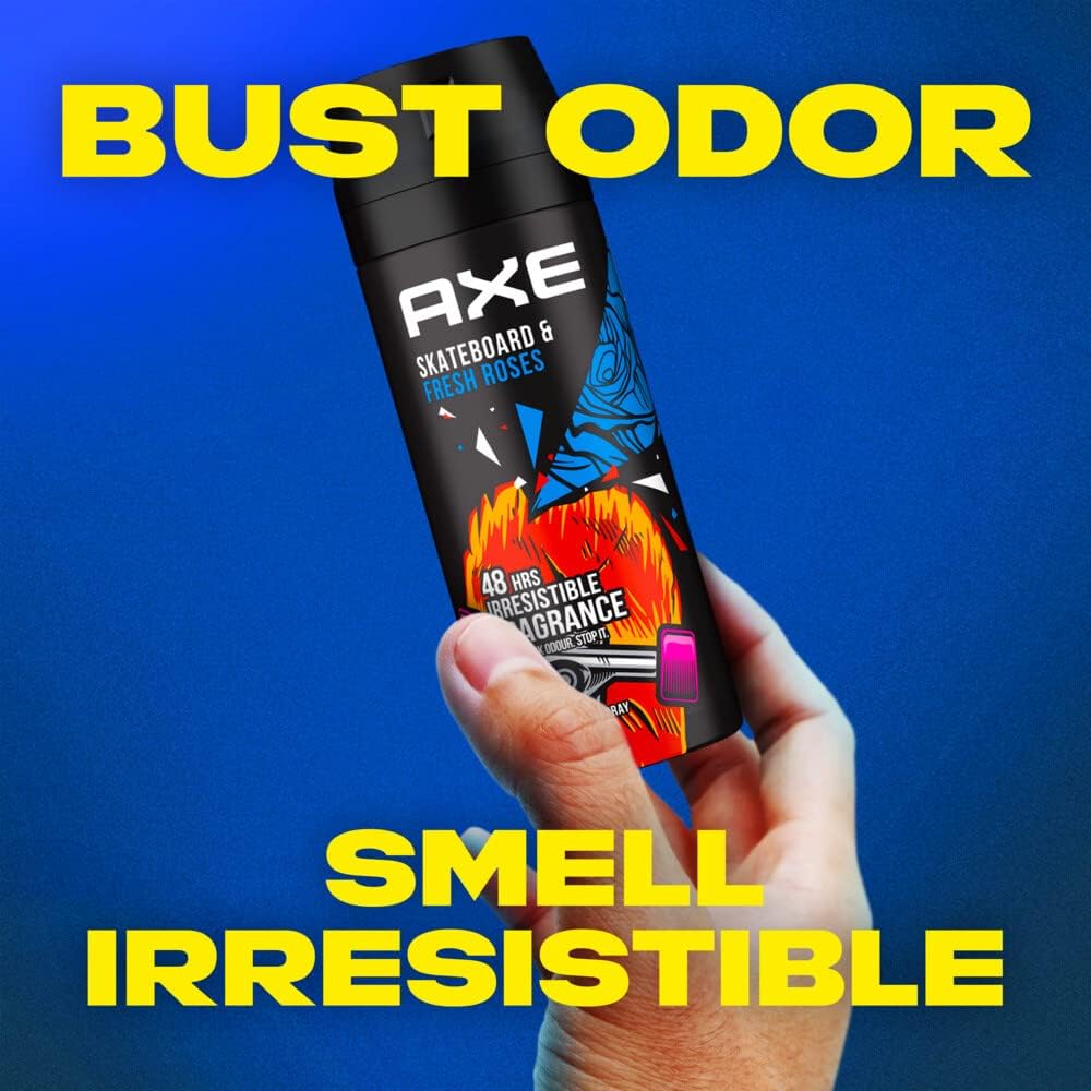 AXE Men Deodorant Body Spray, for long lasting odour protection, Skateboard & Fresh Roses, 48 hours of freshness-150ML - Image 4