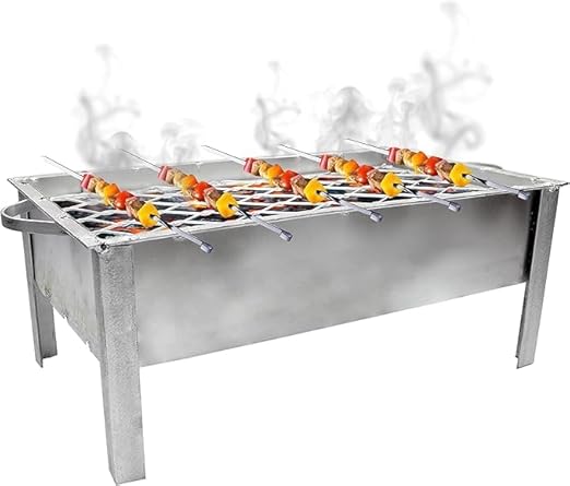 BBQ Stand,kabab,Charcoal brazier for camping and trips,Portable Charcoal Grill BBQ Grill with Tin- Medium-48Cm - Image 4