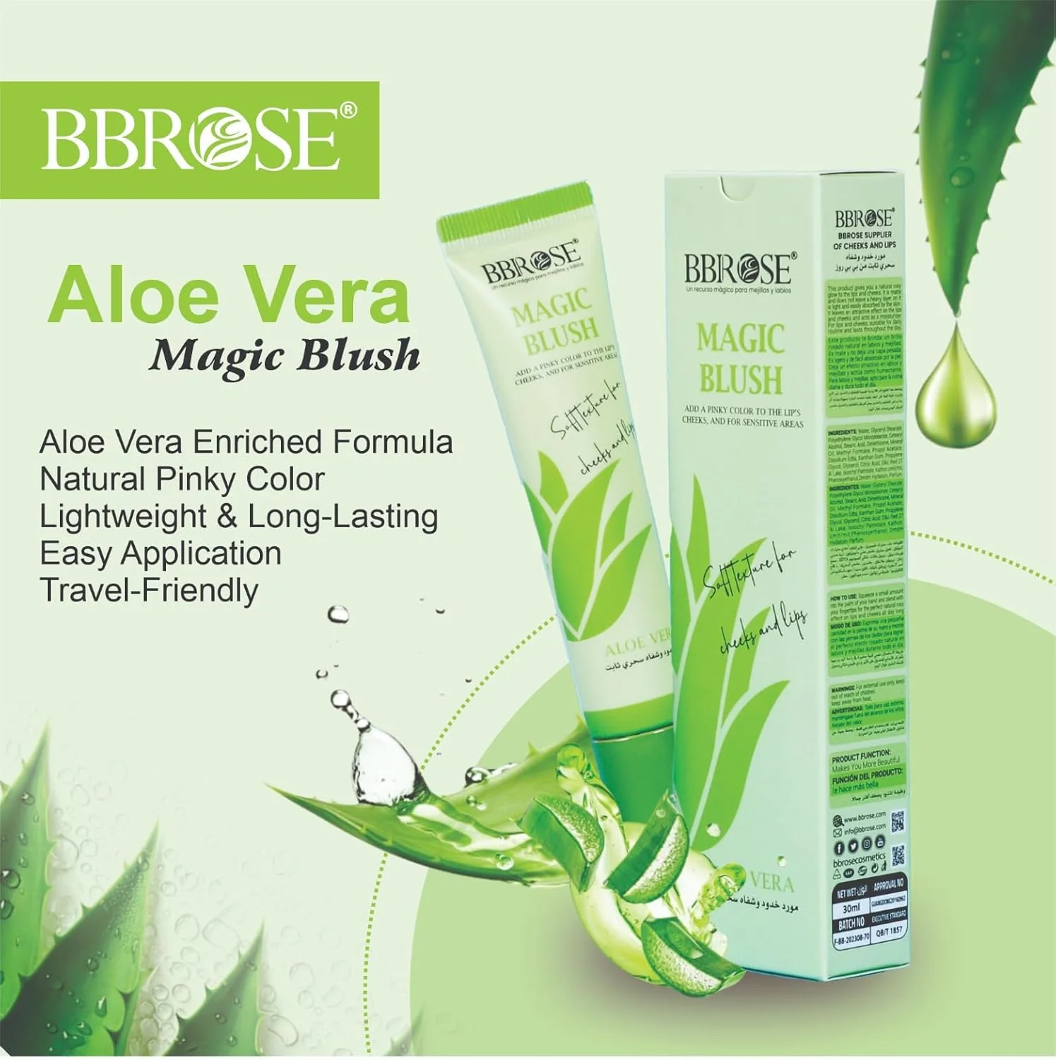 BBROSE Magic Blush – Pinky Color, Hydrating and Long-Lasting, 20ml Lightweight Cream Blush for a Natural Rosy Glow Blendable & Buildable Formula (Aloe Vera-30ML) - Image 4