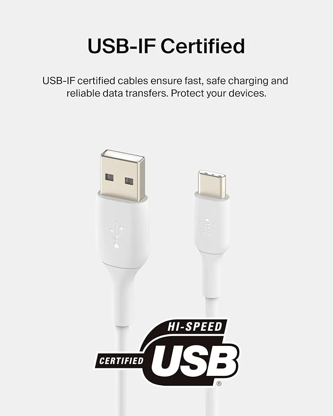 BELKIN BoostCharge USB-C charger cable, USB-A to USB-C cable, 1 meter, White - Image 5