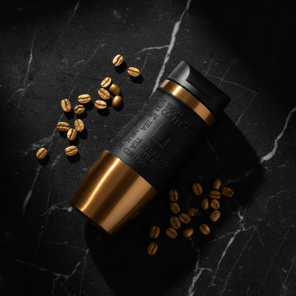 Bergner Copper Finish Stainless Steel Water Bottle with Black Silicone Sleeve – 360 ml - Image 4