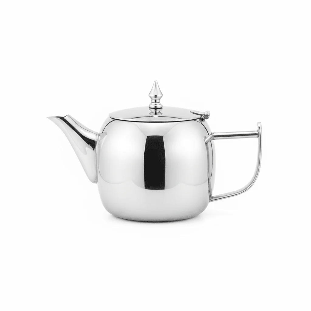 Betahoff Stainless Steel Tea Pot 35oz | Mirror-Polished Silver | Classic Finial Lid