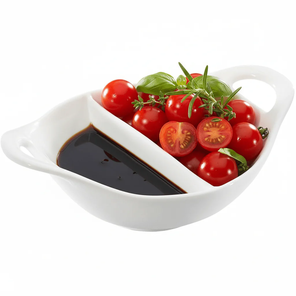 Symphony White Ceramic Divided Dip Bowl with Handles – 12.5 x 15.5 cm - Image 4