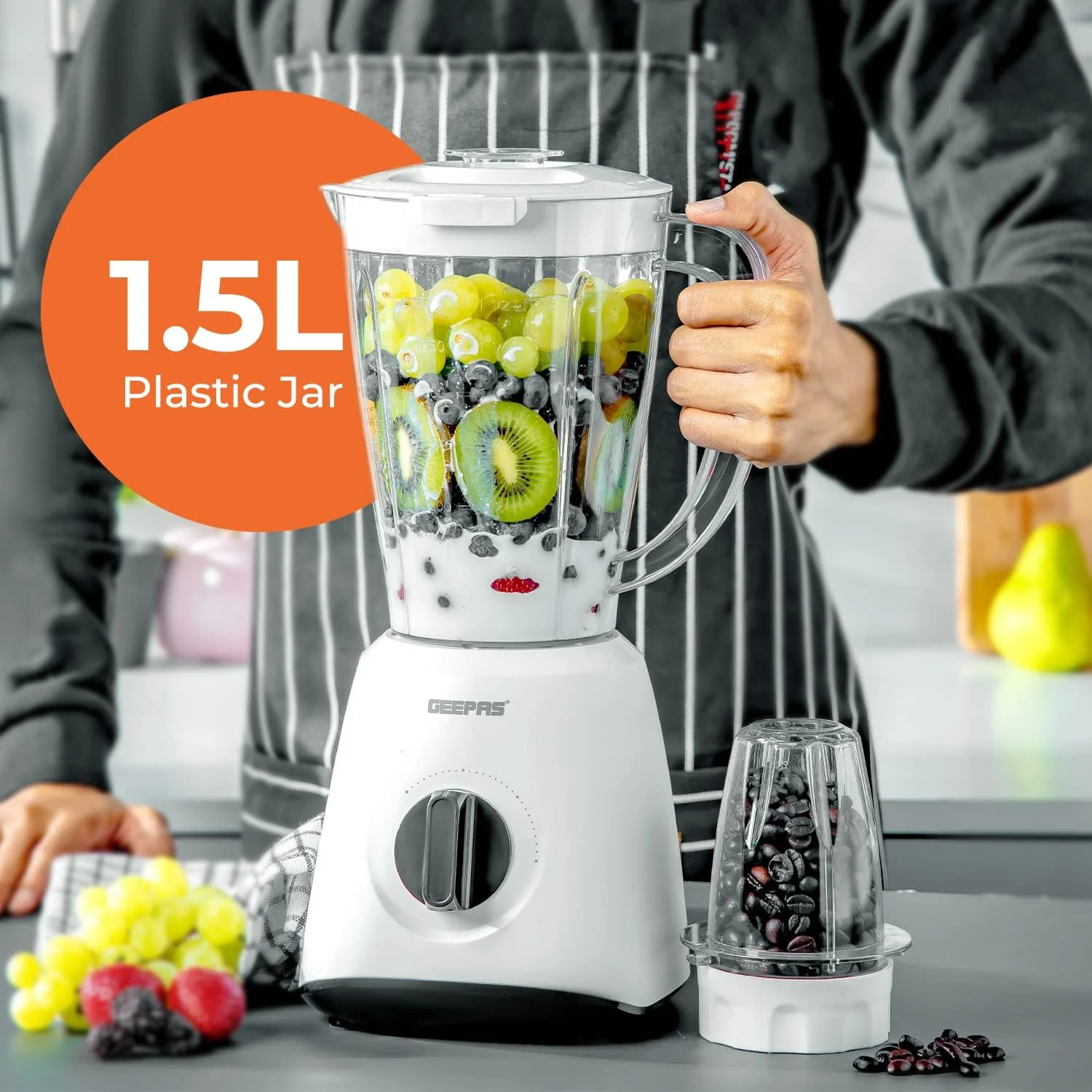 Geepas Geepas-Powerful 600W Powerful Motor Multi-functional 2 in 1 Blender with 2 Speed & Pulse Option|GSB44027T (1.8L) - Image 2