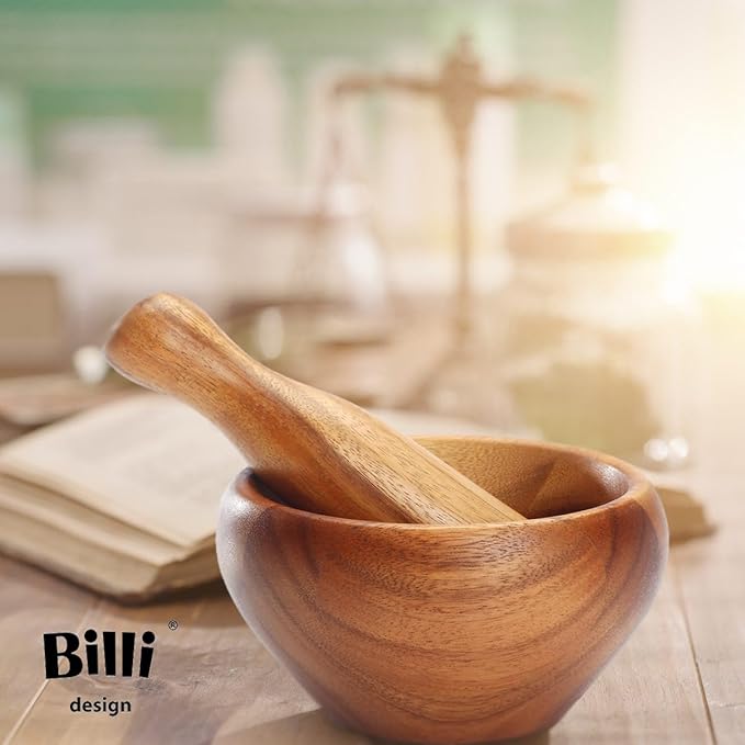 Billi Wooden Mortar & Pestle, Aca-602 - Image 4