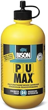 Bison PU MAX Wood Adhesive 75 g, Liquid, (Sea) Waterproof (EN 204 D4), Heavy Duty, Super Strong
