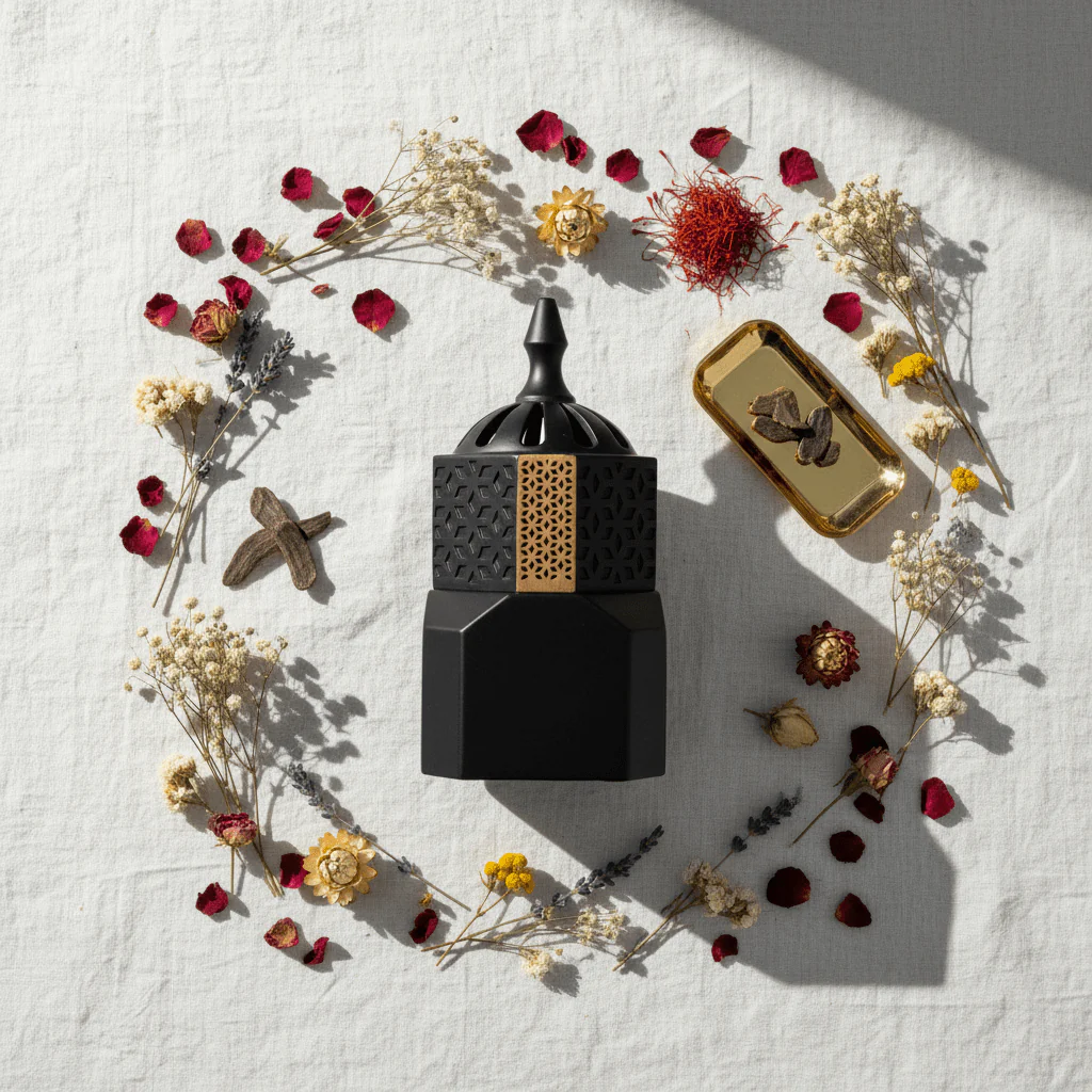 Black Ceramic Incense Burner — Hexagonal Bakhoor Mabkhara | 14cm - Image 3