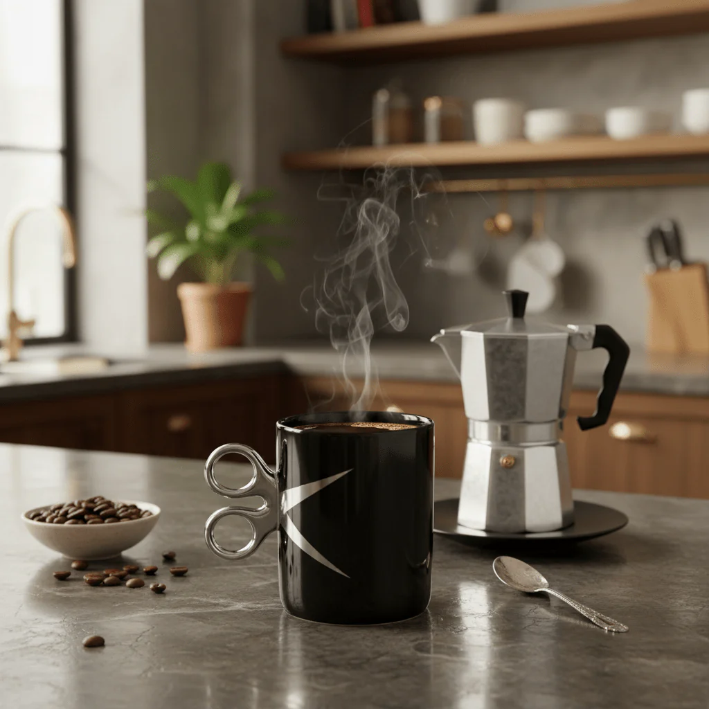 Black Artisan Scissors-Handle Ceramic Mug | 300ml - Image 2