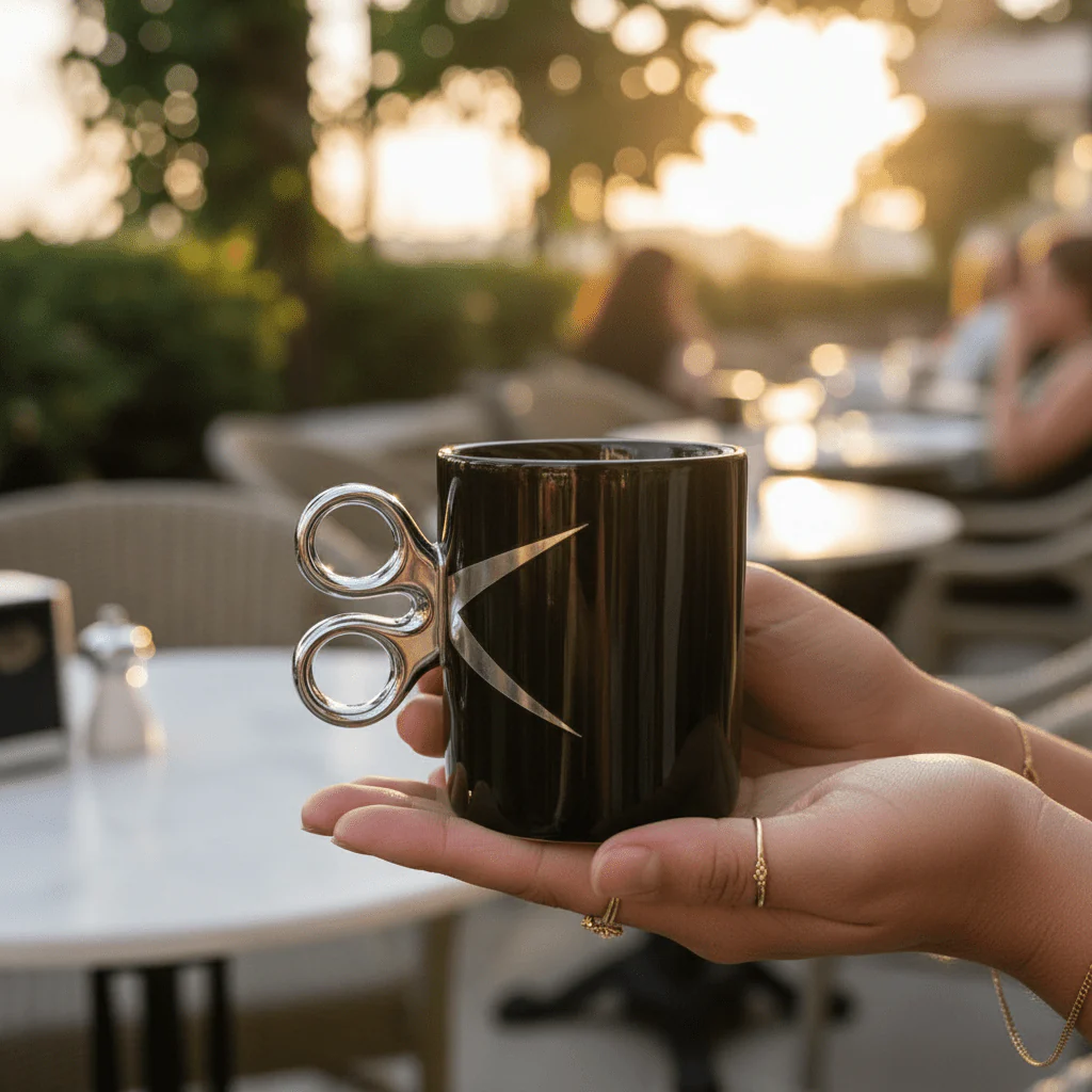 Black Artisan Scissors-Handle Ceramic Mug | 300ml - Image 4