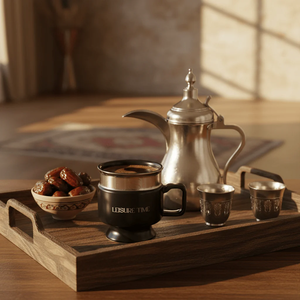 LEISURE TIME — Black Ceramic Mug with Elegant Handle | 330ml - Image 3