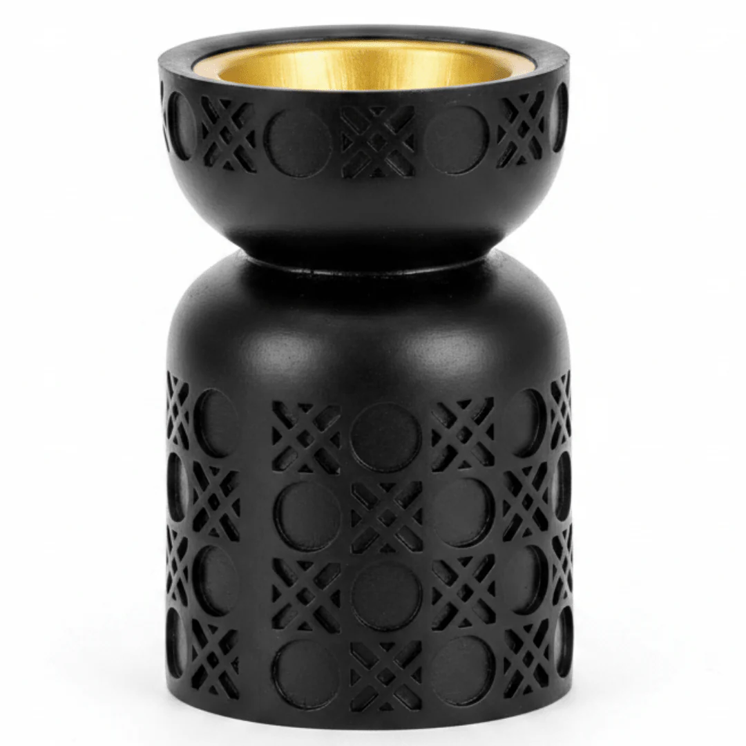 Black Chalk Incense Burner | Matte Black & Gold |10 × 6 cm