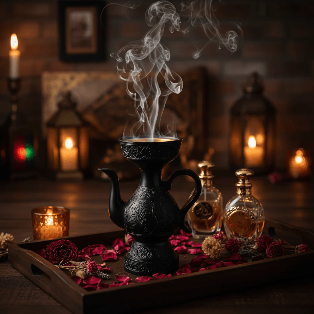 Black Chalk Incense Burner — Ornate Arabic Mabkhara | 18cm - Image 2