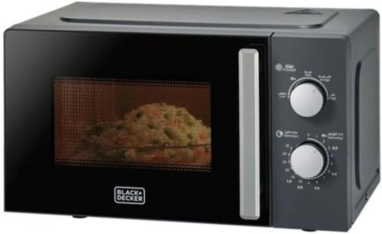 BLACK+DECKER Microwave Oven, 20L, 700W Power, 30-Min Timer, Rotary Dial Control, Chrome Finish Knobs, 5 Power Levels for Precise Cooking, Compact Design for Kitchens, Black - MZ2015P-B5 - Image 3