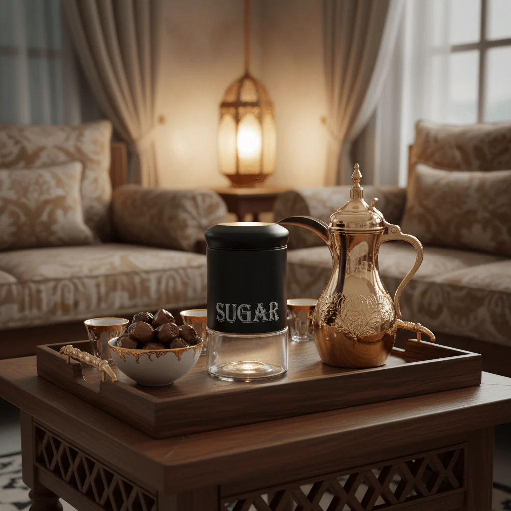 Black Elegant Metal & Glass Sugar Canister — 1 Litre - Image 3