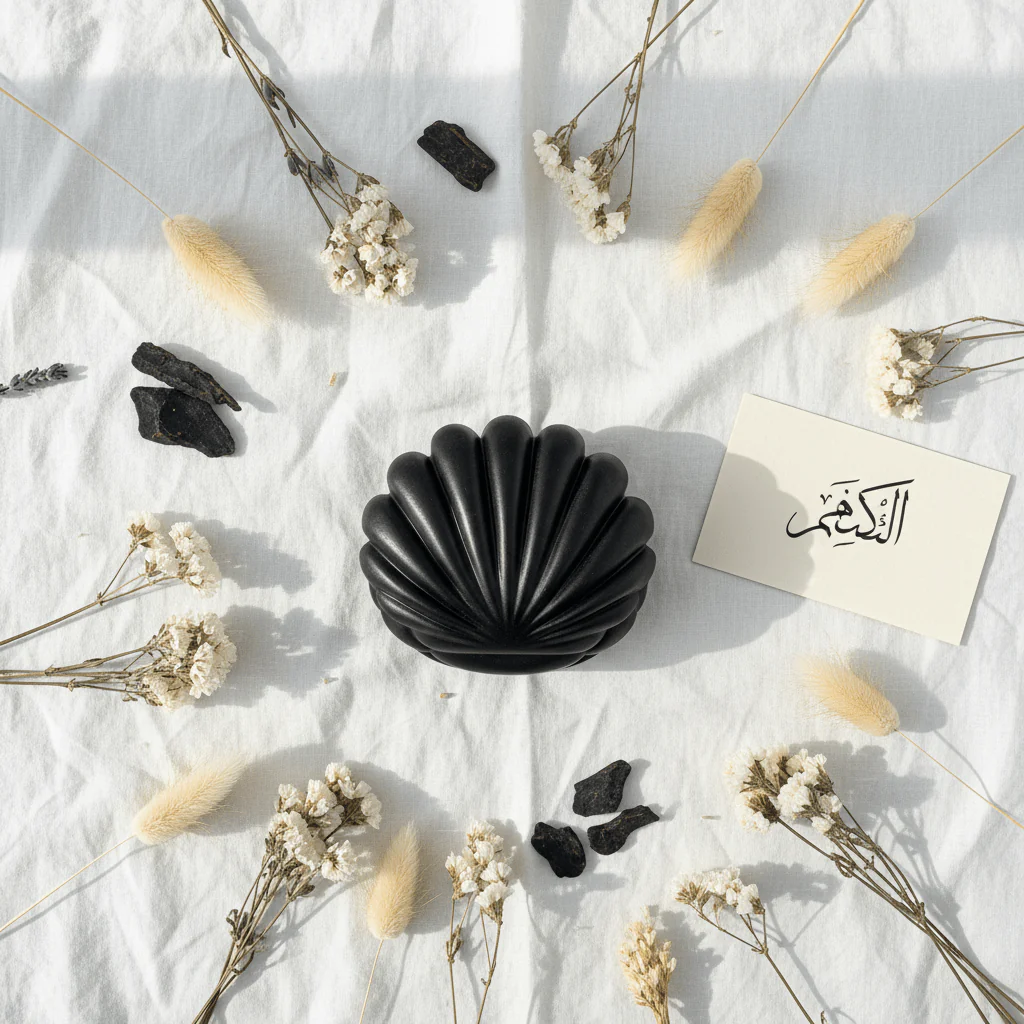 Black Shell Incense Burner — Matte Finish with Gold Brass Insert | 14cm - Image 3