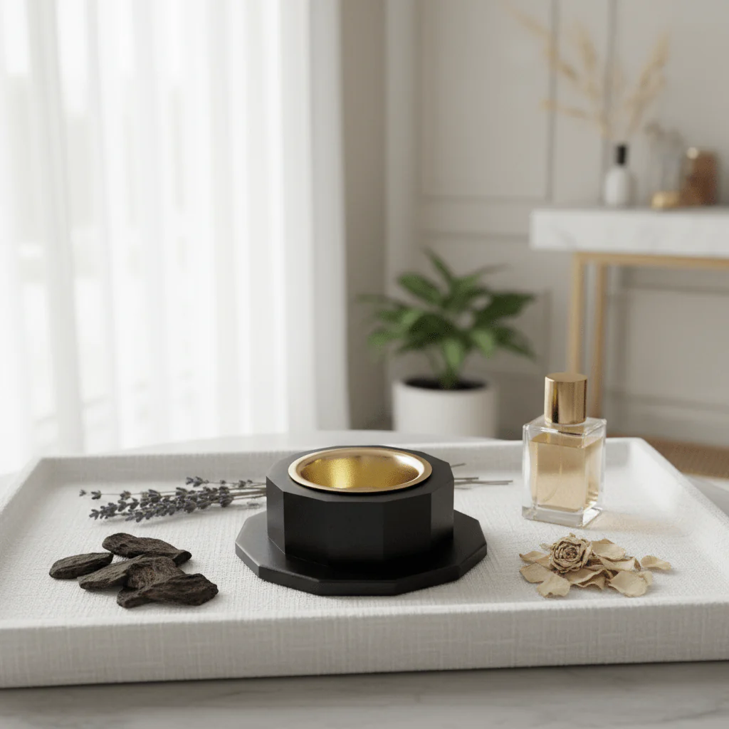 Octagonal Matte Black Incense Burner  | Luxury Bakhoor Burner | 6×10 cm - Image 3
