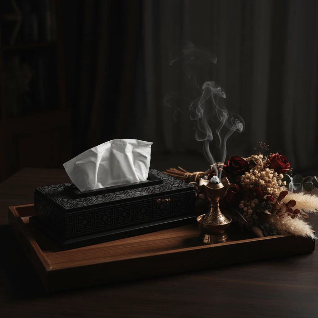 Black Wooden Tissue Box — Islamic Geometric Pattern | 23×12 cm - Image 2