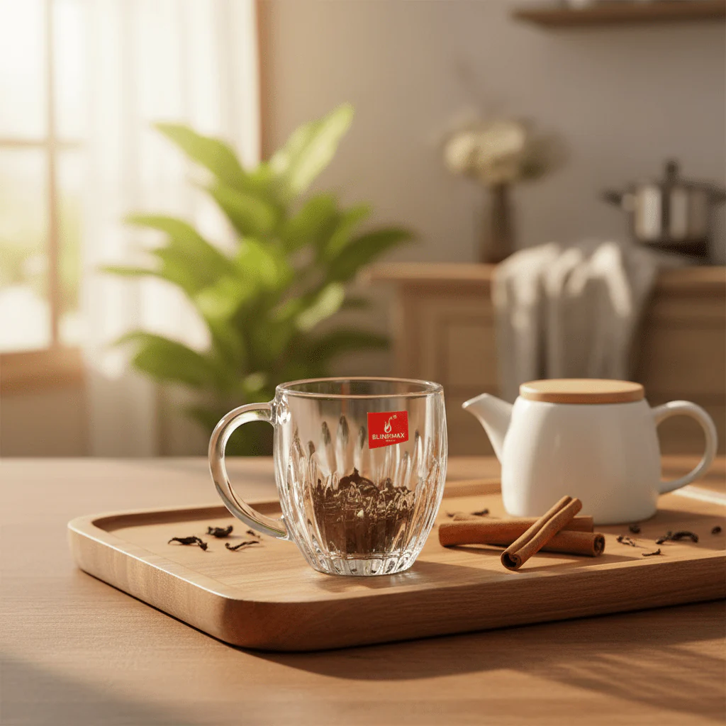 Blinkmax Elegant Glass Tea Mug with Comfortable Handle, Daily Use Drinkware 150ml - Image 2