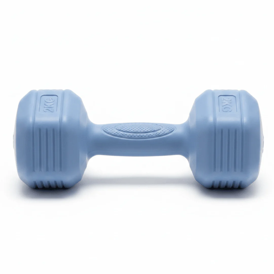 Blue Plastic Coated 2KG Dumbbell — Lightweight Home Fitness Weight