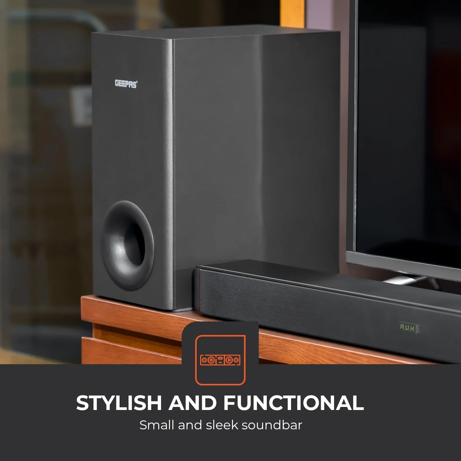 Geepas Wireless Sound Bar- GMS11173| USB/AUX/Bluetooth/HDMI | Sound Bar System with Wireless Subwoofer, Connect to TV, Mobile, Laptop & More - Image 4