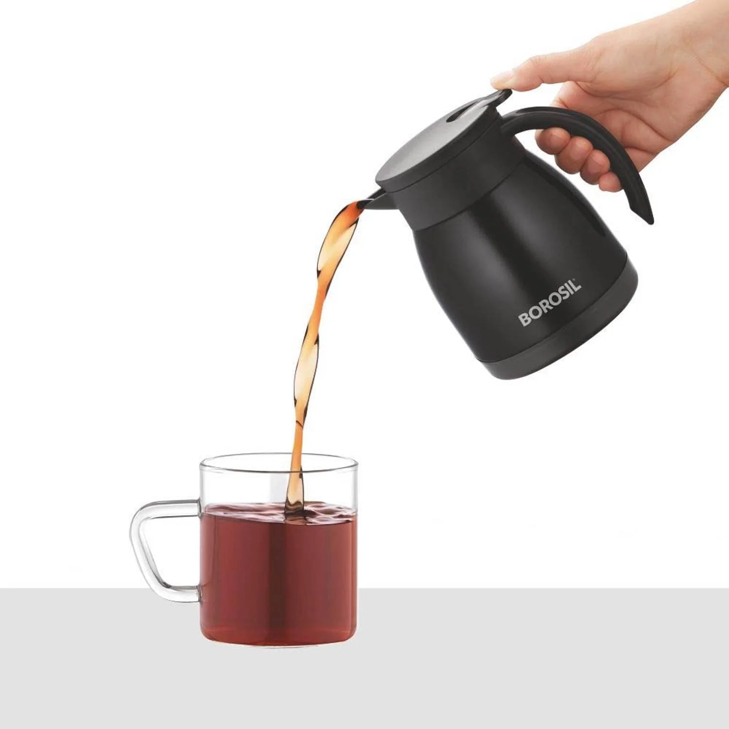 Borosil Hydra Stainless Steel Double Wall Vaccum Teapot/Thermal Flask 500ml, Black - Image 5