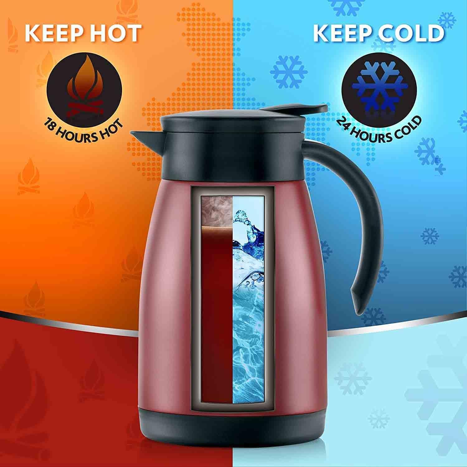 Borosil Hydra Vaccum Insulated Stainless Steel Teapot/Thermal Flask 1500ml, Red- FLKT15RED20 - Image 4