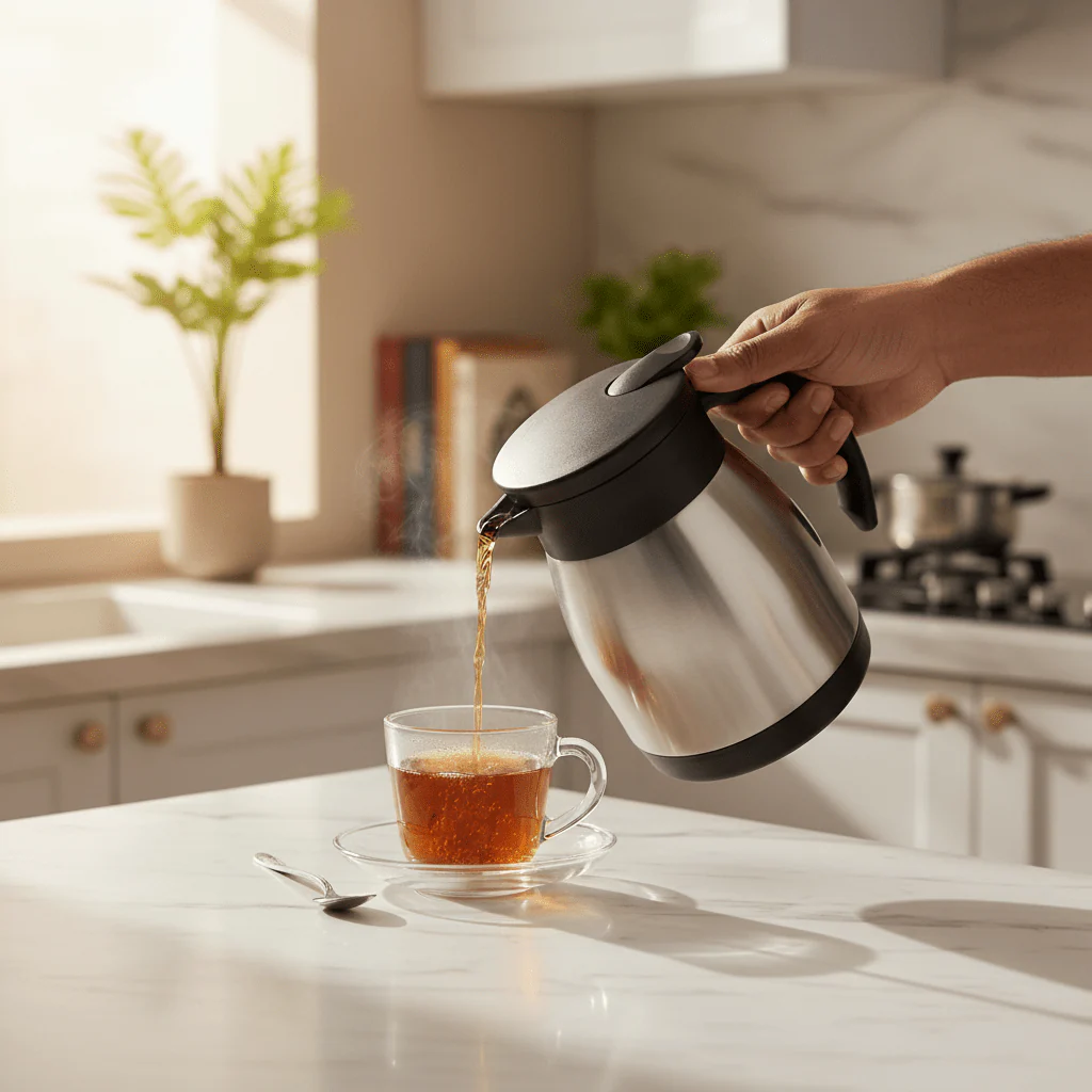 Borosil Silver & Black Stainless Steel Vacuum Tea Pot 500ml - Image 2