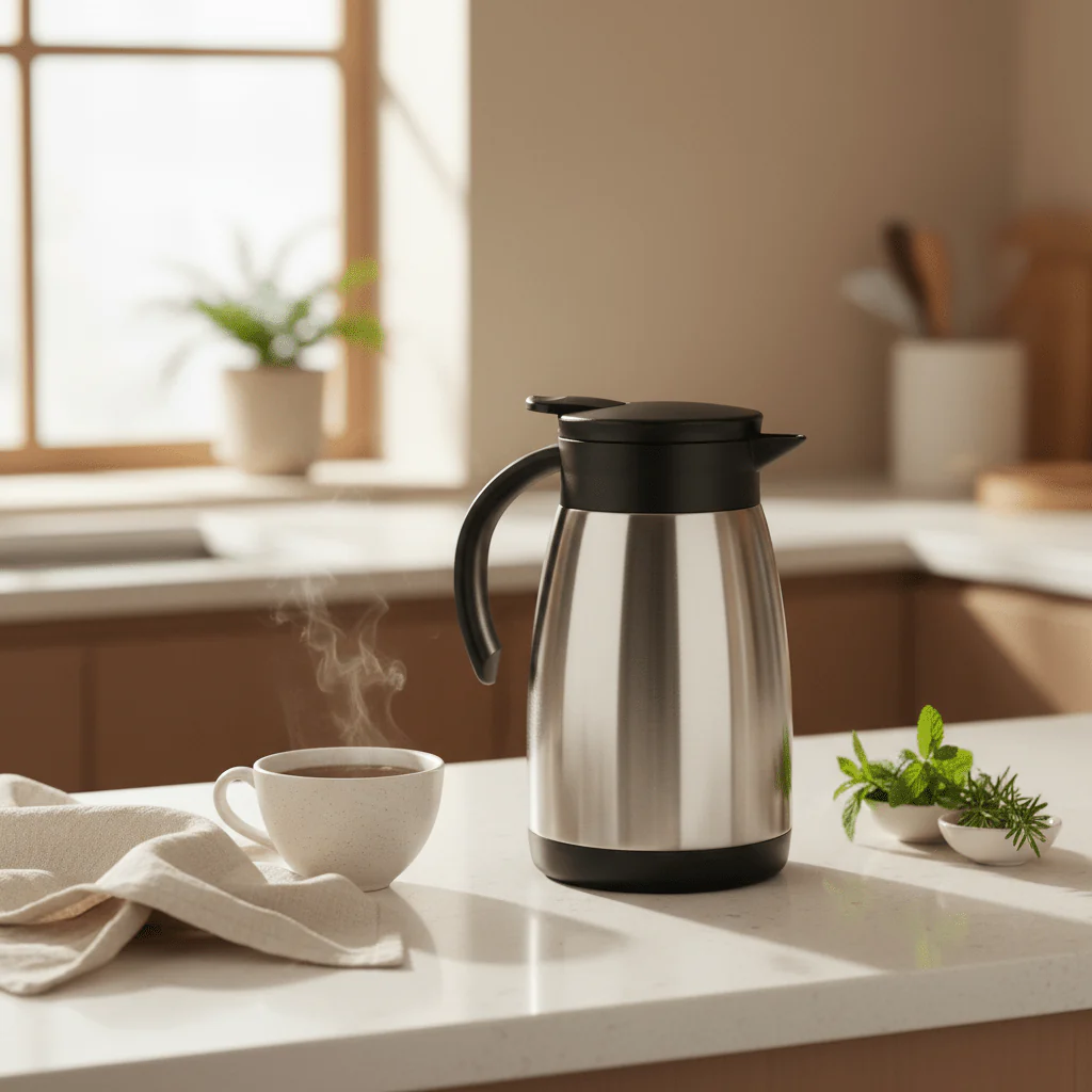 Borosil Stainless Steel Vacuum Tea Pot — 750ml | Silver & Black | - Image 2
