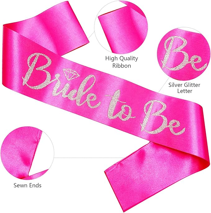 Bride-to-Be Party Sash 160×10 cm – Pink with Gold Lettering - Image 2