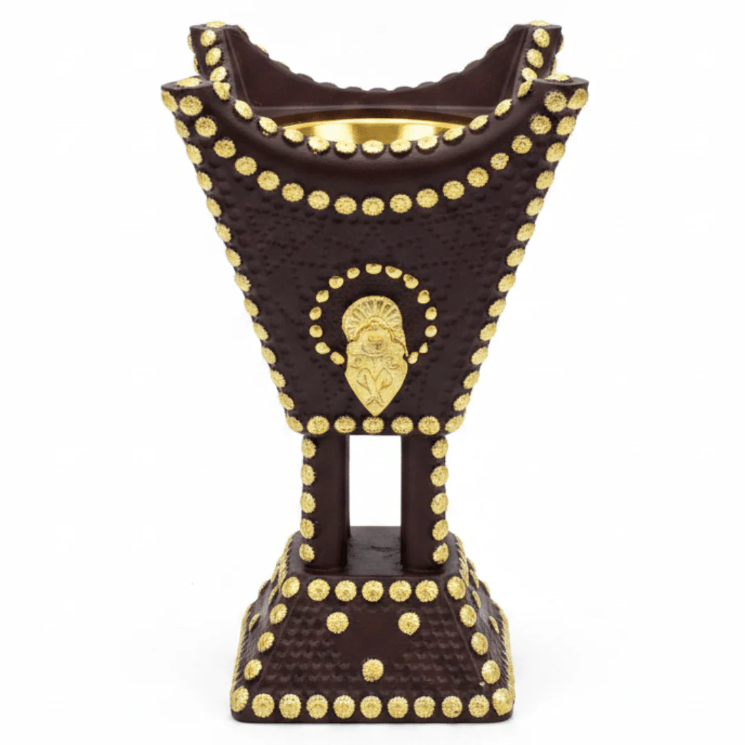Brown & Gold Chalk Incense Burner | Luxury Arabic Mabkhara | 13×8cm