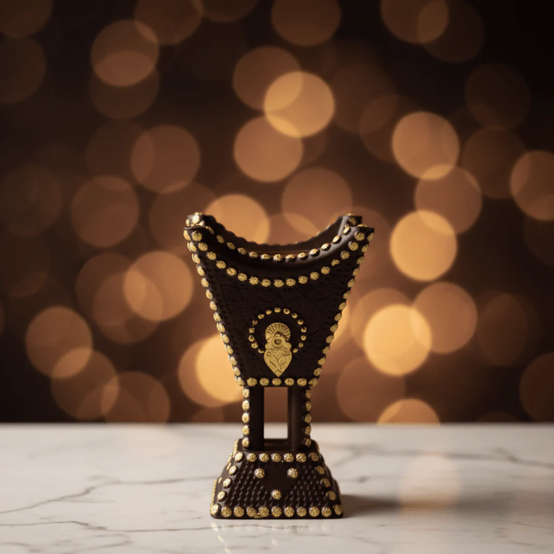 Brown & Gold Chalk Incense Burner | Luxury Arabic Mabkhara | 13×8cm - Image 4