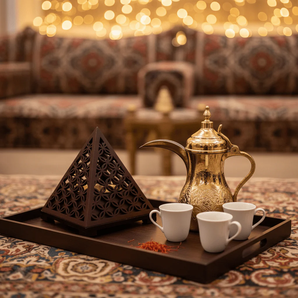 Pyramid Incense Burner — Dark Mahogany Wood with Gold Brass Cup | 14×11cm - Image 2