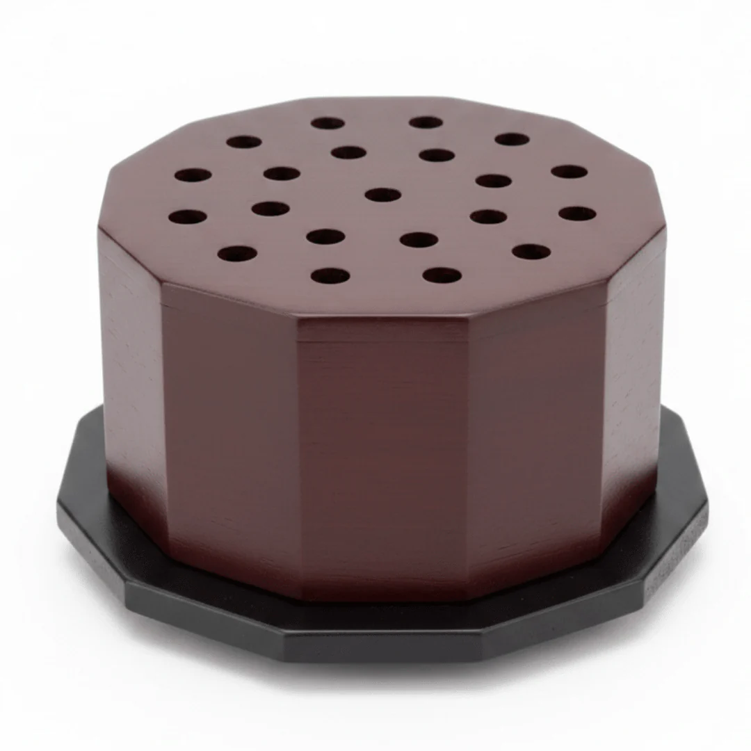Luxury Brown Wooden Octagonal Incense Burner | Bakhoor & Oud Holder | 6×10 cm