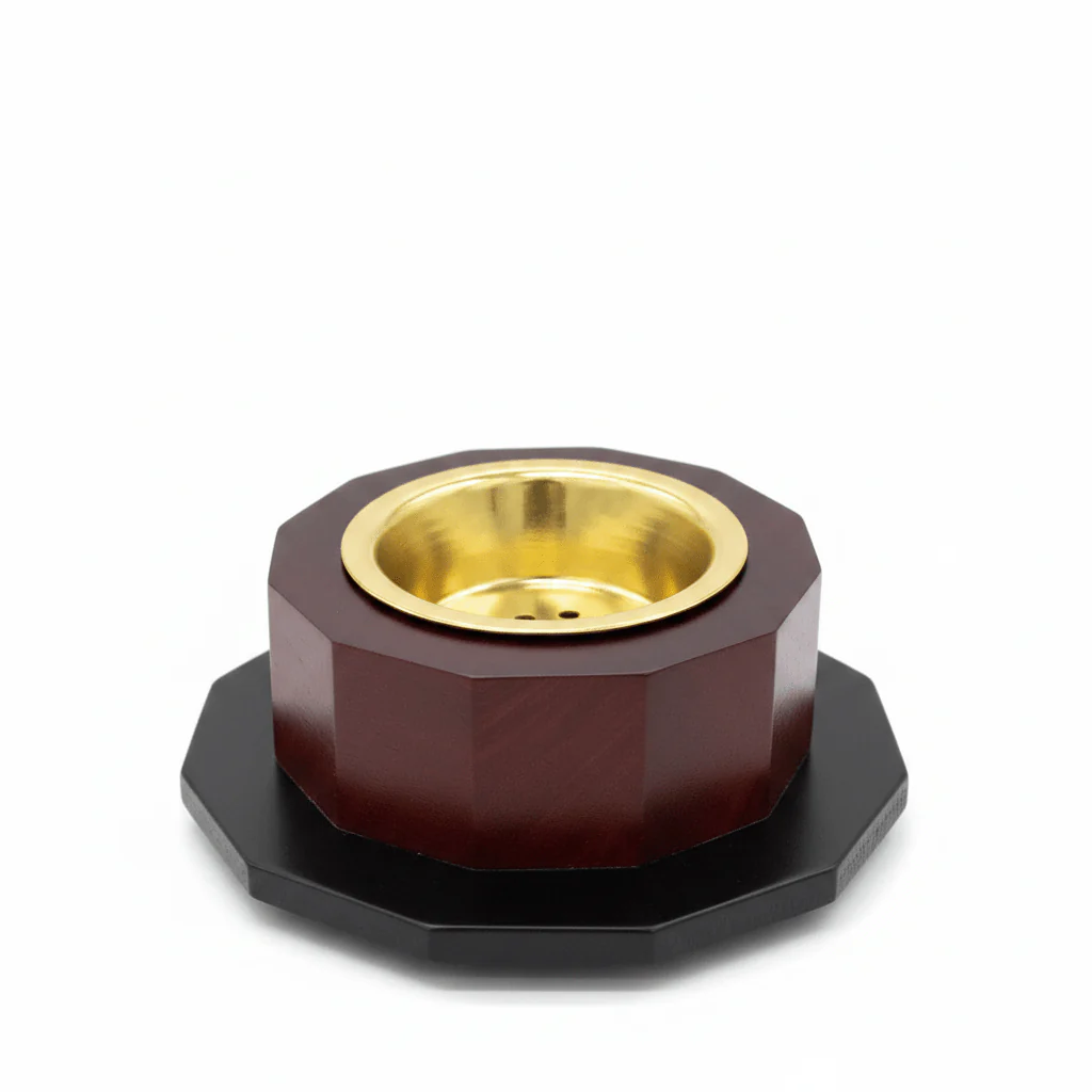 Luxury Brown Wooden Octagonal Incense Burner | Bakhoor & Oud Holder | 6×10 cm - Image 2