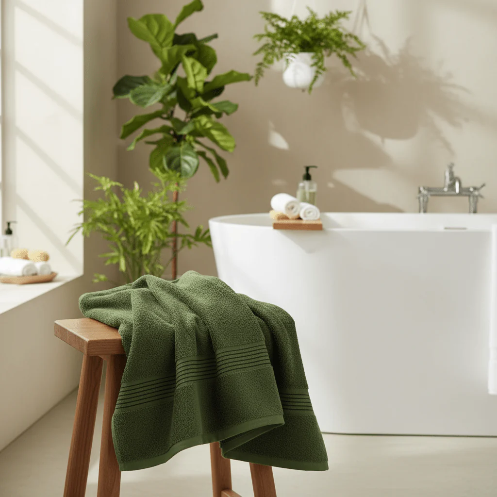BTC Bath Towel – Olive Green | 80×180 cm - Image 2