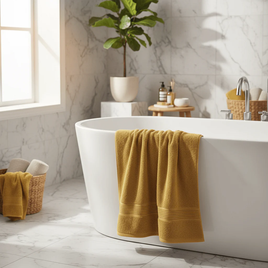 BTC Premium Bath Towel – Mustard Yellow | 80×180 cm - Image 2