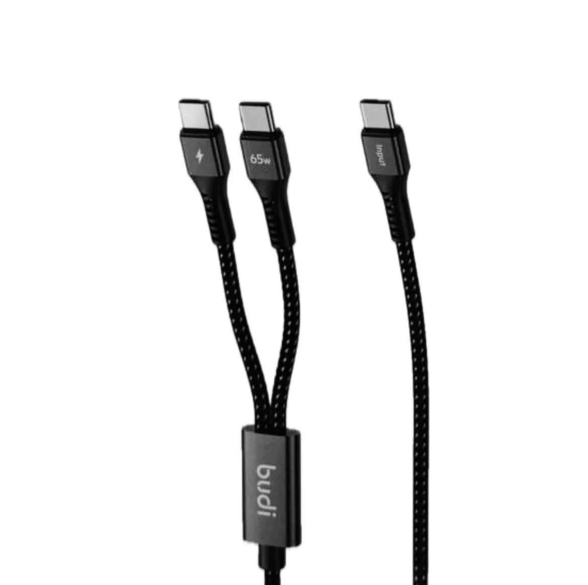 BUDI 2 in 1 Fast Charging Data Cable Type-C to Type-C + Type C