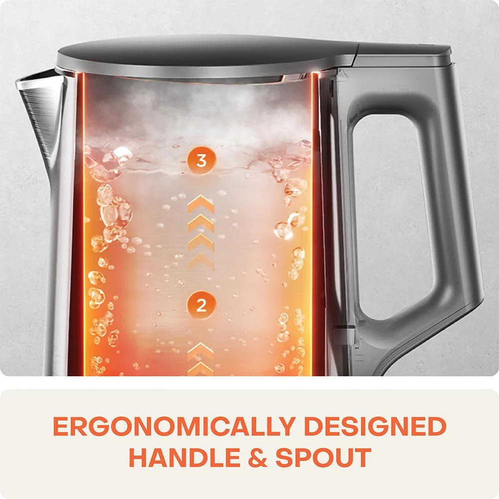 Nutricook Stainless Steel Electric kettle 1.7L, 1800W, Patented U-shaped rust resistant interior with 3-dimensional fast heating technology, surgical grade steel, NC-USK501 - Image 4