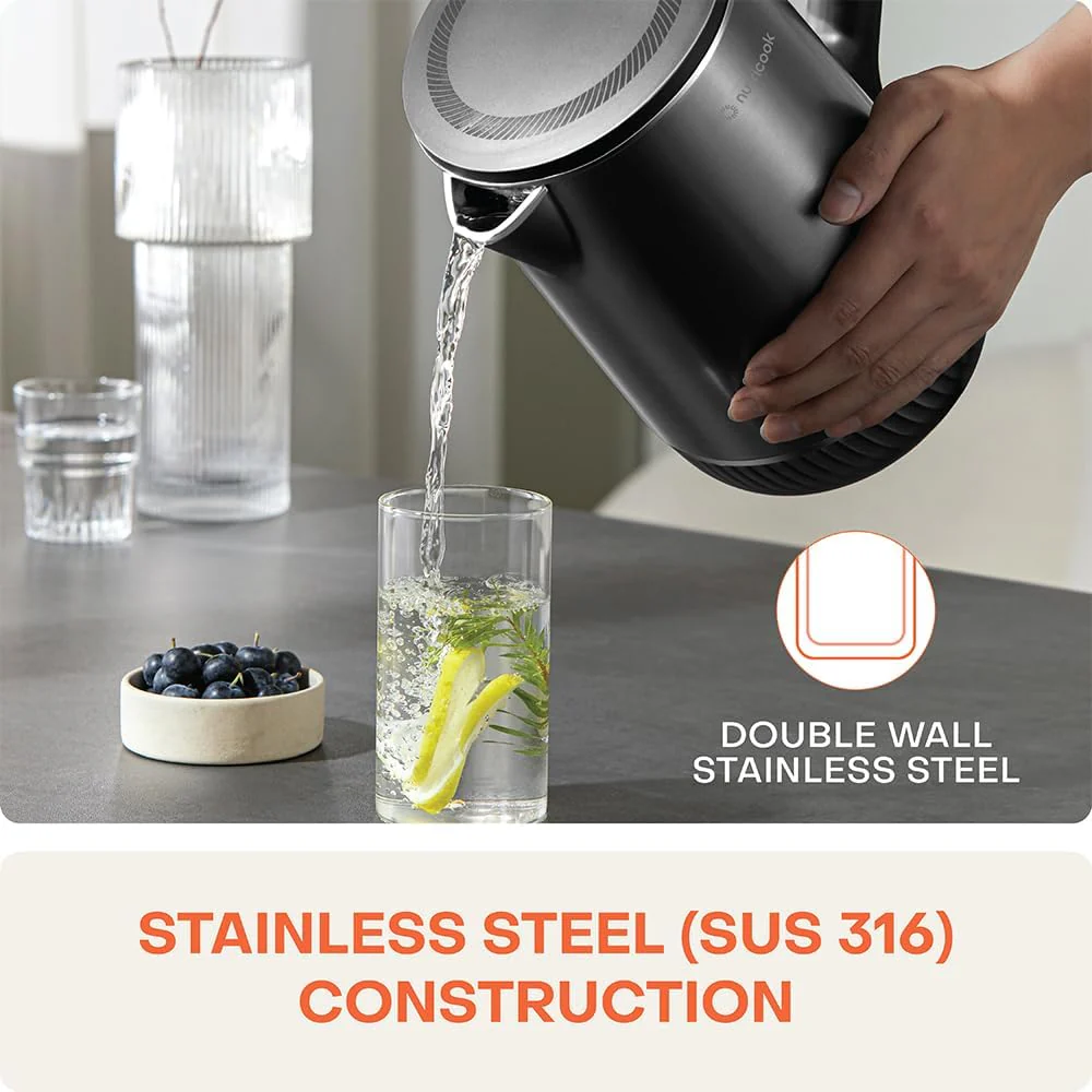 Nutricook Stainless Steel Electric kettle 1.7L, 1800W, Patented U-shaped rust resistant interior with 3-dimensional fast heating technology, surgical grade steel, NC-USK501 - Image 5