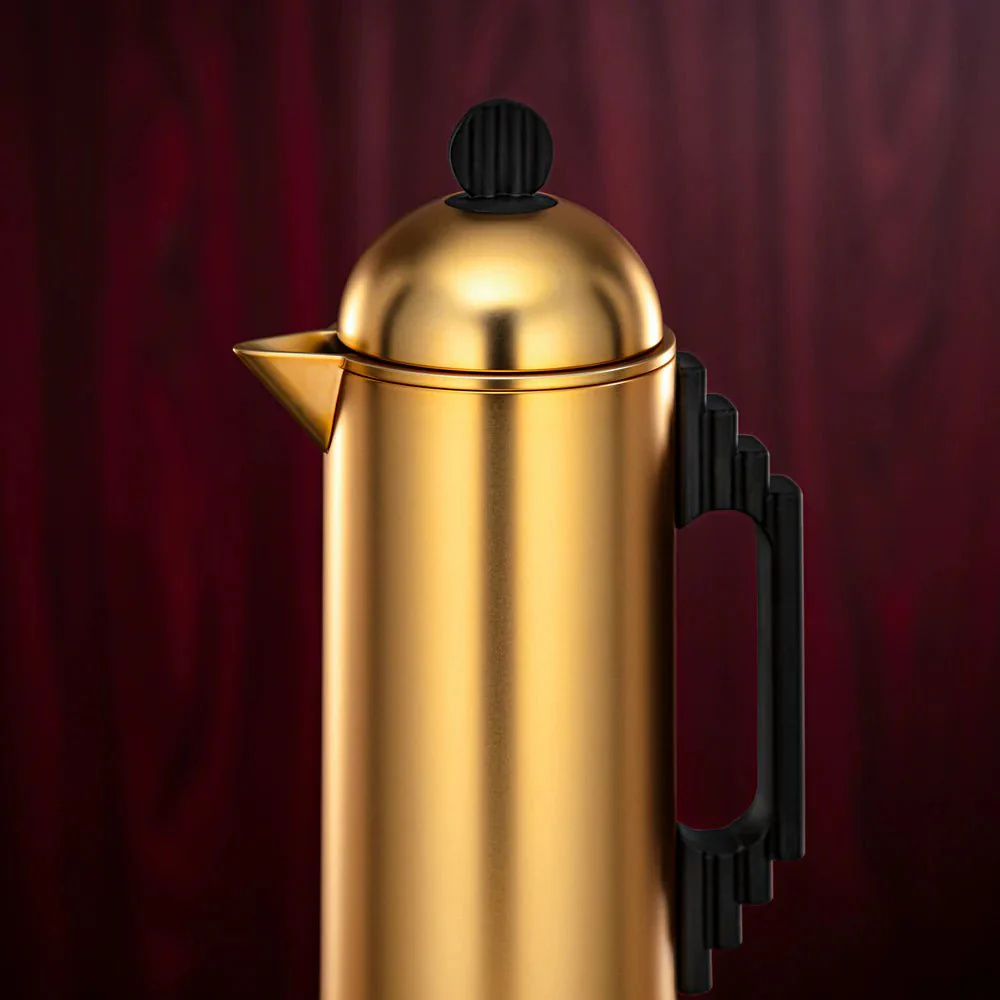 Almarjan Vacuum Flask Set 0.7L & 1L Matte Gold & Black - Image 2