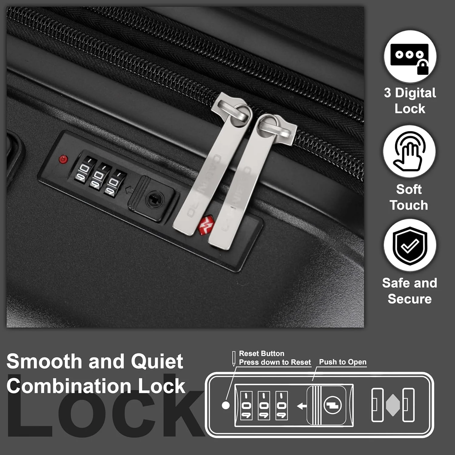 Cabinpro CP003 Expandable PP Hard-Shell Luggage – Lightweight 20-Inch Spinner Suitcase, Black - Image 2