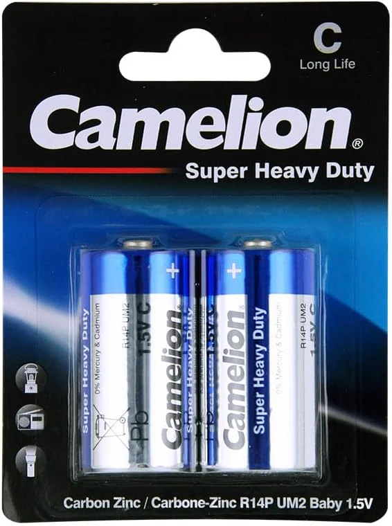 CAMELION Type C Super Heavy Duty Carbon Zinc Battery 1.5V, Pack of 2
