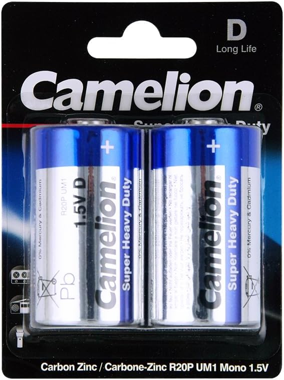CAMELION Type D Super Heavy Duty Battery 1.5V, Pack of 2