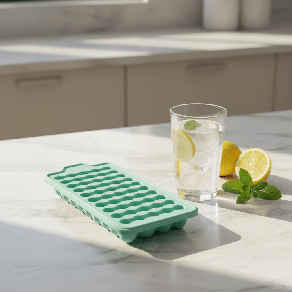 Casasunco ChillCube Flexible Silicone Ice Cube Tray Easy Release Freezer Mould Light Mint Green 20×10cm - Image 2
